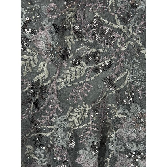MAC DUGGAL Gray Puff Sleeve Glitter Embellished Dress Gown Midi 20475 Size 20W - Picture 5 of 6